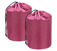 YELARXI Stuff Sack, Nylon Waterproof Storage Sacks Portable Drawstring Outdoor Products Ditty Bag Ultralight Dust Flap 5 x 10 Inch & 2Pcs & Rose Red - Fit for (Camping/Traveling/Hiking)