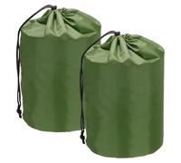YELARXI Stuff Sack, Nylon Waterproof Storage Sacks Portable Drawstring Outdoor Products Ditty Bag Ultralight Dust Flap 14 x 27 Inch & 2Pcs & Army Green - Fit for (Camping/Traveling/Hiking)