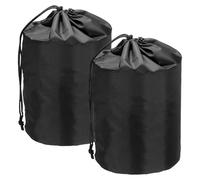 YELARXI Stuff Sack, Nylon Waterproof Storage Sacks Portable Drawstring Outdoor Products Ditty Bag Ultralight Dust Flap 7 x 15 Inch & 2Pcs & Black - Fit for (Camping/Traveling/Hiking)