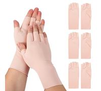 YELARXI Sun Protection Gloves, Half Finger Summer Hand Protection Gloves Breathable Touchscreen Fingerless Mittens, 3 Pairs Pink & Nylon Ice Silk -for (Outdoor Sports Cycling Manicures)