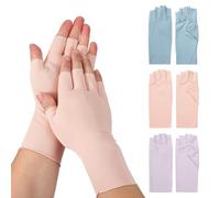 YELARXI Sun Protection Gloves, Half Finger Summer Hand Protection Gloves Breathable Touchscreen Fingerless Mittens, 3 Pairs Blue/Pink/Purple & Nylon Ice Silk for (Outdoor Sports Cycling)