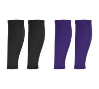 YELARXI Sun Protection Leg Sleeves, Sports Compression Leg Cooling Ice Silk Sleeves with Anti-slip Silicone Strips, Black/Dark Purple&Polyester&2Piar-Fitting for(Running Cycling Football)