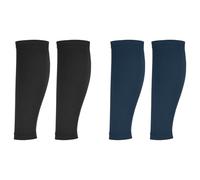 YELARXI Sun Protection Leg Sleeves, Sports Compression Leg Cooling Ice Silk Sleeves with Anti-slip Silicone Strips, Black/Navy& Polyester&2Piar -Fitting for(Running Cycling Football)