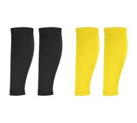 YELARXI Sun Protection Leg Sleeves, Sports Compression Leg Cooling Ice Silk Sleeves with Anti-slip Silicone Strips, Black/Yellow& Polyester&2Piar -Fitting for(Running Cycling Football)