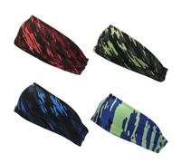 YELARXI Sweat Absorbing Head Band, Moisture Wicking Sweatbands Sport Headbands for Men, 4Pcs & Polyester & Style A - Fitting for (Men Womens Running Cycling Football Basketball Yoga)