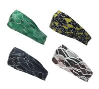 YELARXI Sweat Absorbing Head Band, Moisture Wicking Sweatbands Sport Headbands for Men, 4Pcs & Polyester & Style R - Fitting for (Men Womens Running Cycling Football Basketball Yoga)