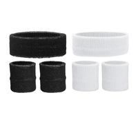 YELARXI Sweatband Set, 2Pcs Sports Headband and 4Pcs Wristbands Moisture Wicking Breathable Athletic Bands Wrist 6Pcs & Black/White-Fit for (Basketball/Tennis/Football/Gym)