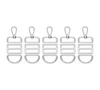 YELARXI Swivel Clasp Hooks, Keychain Clip Hook Metal D Ring Clip Heavy Duty Lanyard Adjustable Tri-Glides Slide Buckles -Fitting for (Making Purse- Hardware- DIY Craft) 15Pcs&Silver&Size2