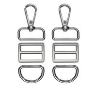 YELARXI Swivel Clasp Hooks, Keychain Clip Hook Metal D Ring Clip Heavy Duty Lanyard Adjustable Tri-Glides Slide Buckles -Fitting for (Making Purse- Hardware- DIY Craft) 6Pcs&Grey&Size1