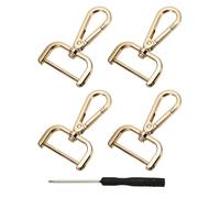 YELARXI Swivel Clasps Hook, 1-1/4 Inch ID Detachable Snap Hook W/Screw Bar D Ring Claw Clasp with Screwdriver Fit for Lanyard Bag Leather Craft Purse Hardware DIY Bag (4 Pack, Light Gold)