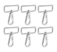 YELARXI Swivel Snap Hooks, Metal D Ring Keychain Lanyard Clip Hook Lobster Clasp Claw Push Gate Clip - Fitting for(Purse Making - Sewing - DIY Crafts) 6 Pcs & 1.5" & Silver White