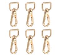 YELARXI Swivel Snap Hooks, Metal D Ring Keychain Lanyard Clip Hook Lobster Clasp Claw Push Gate Clip - Fitting for(Purse Making - Sewing - DIY Crafts) 6 Pcs & 5/8" & Light Gold