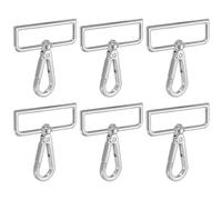 YELARXI Swivel Snap Hooks, Metal D Ring Keychain Lanyard Clip Hook Lobster Clasp Claw Push Gate Clip - Fitting for(Purse Making - Sewing - DIY Crafts) 6 Pcs & 2" & Silver White