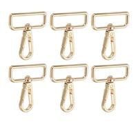 YELARXI Swivel Snap Hooks, Metal D Ring Keychain Lanyard Clip Hook Lobster Clasp Claw Push Gate Clip - Fitting for(Purse Making - Sewing - DIY Crafts) 6 Pcs & 1.5" & Light Gold
