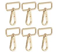 YELARXI Swivel Snap Hooks, Metal D Ring Keychain Lanyard Clip Hook Lobster Clasp Claw Push Gate Clip - Fitting for(Purse Making - Sewing - DIY Crafts) 6 Pcs & 1.25" & Light Gold