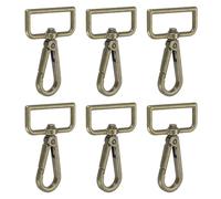 YELARXI Swivel Snap Hooks, Metal D Ring Keychain Lanyard Clip Hook Lobster Clasp Claw Push Gate Clip - Fitting for(Purse Making - Sewing - DIY Crafts) 6 Pcs & 1.25" & Bronze