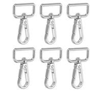 YELARXI Swivel Snap Hooks, Metal D Ring Keychain Lanyard Clip Hook Lobster Clasp Claw Push Gate Clip - Fitting for(Purse Making - Sewing - DIY Crafts) 6 Pcs & 1" & Silver White