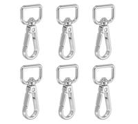 YELARXI Swivel Snap Hooks, Metal D Ring Keychain Lanyard Clip Hook Lobster Clasp Claw Push Gate Clip - Fitting for(Purse Making - Sewing - DIY Crafts) 6 Pcs & 5/8" & Silver White