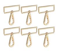 YELARXI Swivel Snap Hooks, Metal D Ring Keychain Lanyard Clip Hook Lobster Clasp Claw Push Gate Clip - Fitting for(Purse Making - Sewing - DIY Crafts) 6 Pcs & 2" & Light Gold
