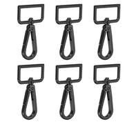 YELARXI Swivel Snap Hooks, Metal D Ring Keychain Lanyard Clip Hook Lobster Clasp Claw Push Gate Clip - Fitting for(Purse Making - Sewing - DIY Crafts) 6 Pcs & 1.25" & Electrophoretic Black