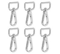YELARXI Swivel Snap Hooks, Metal D Ring Keychain Lanyard Clip Hook Lobster Clasp Claw Push Gate Clip - Fitting for(Purse Making - Sewing - DIY Crafts) 6 Pcs & 3/4" & Silver White