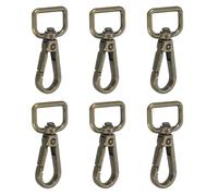 YELARXI Swivel Snap Hooks, Metal D Ring Keychain Lanyard Clip Hook Lobster Clasp Claw Push Gate Clip - Fitting for(Purse Making - Sewing - DIY Crafts) 6 Pcs & 5/8" & Bronze
