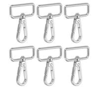 YELARXI Swivel Snap Hooks, Metal D Ring Keychain Lanyard Clip Hook Lobster Clasp Claw Push Gate Clip - Fitting for(Purse Making - Sewing - DIY Crafts) 6 Pcs & 1.25" & Silver White
