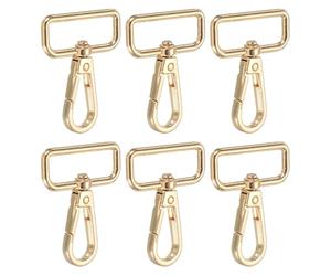 YELARXI Swivel Snap Hooks, Metal D Ring Keychain Lanyard Clip Hook Lobster Clasp Claw Push Gate Clip - Fitting for(Purse Making - Sewing - DIY Crafts) 6 Pcs & 1.25" & Light Gold