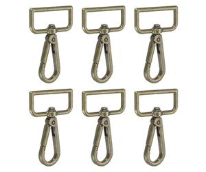 YELARXI Swivel Snap Hooks, Metal D Ring Keychain Lanyard Clip Hook Lobster Clasp Claw Push Gate Clip - Fitting for(Purse Making - Sewing - DIY Crafts) 6 Pcs & 1.25" & Bronze