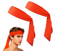 YELARXI Tie Sweatband Headband, Running Athletic Hair Head Band Adjustable Head Tie Non-Slip Moisture Wicking 2Pcs & Fluorescent Pink -Fitting for (Tennis/Karate/Workout/Yoga)