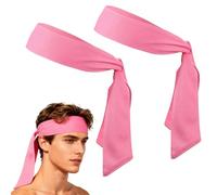 YELARXI Tie Sweatband Headband, Running Athletic Hair Head Band Adjustable Head Tie Non-Slip Moisture Wicking 2Pcs & Pink -Fitting for (Tennis/Karate/Workout/Yoga)