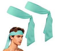 YELARXI Tie Sweatband Headband, Running Athletic Hair Head Band Adjustable Head Tie Non-Slip Moisture Wicking 2Pcs & Lake Blue -Fitting for (Tennis/Karate/Workout/Yoga)