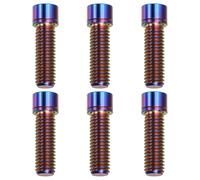 YELARXI Titanium Bicycle Stem Bolt, M8x25mm Hex Socket Head Bolt with Washer Anti-Corrosion Screw 6Pcs & Blue-Fitting for(Bicycle/MTB/Road/Mountain Bike Stem Fixing Part)
