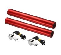 YELARXI Track Field Relay Baton, Aluminum Track Field Relay Baton for Running Race Team with Whistle 11.5" & 2 Pack & Red-Fit for (Outdoor/Track Field/Sports/Running/Game)