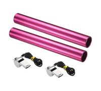 YELARXI Track Field Relay Baton, Aluminum Track Field Relay Baton for Running Race Team with Whistle 11.5" & 2 Pack & Rose Pink-Fit for (Outdoor/Track Field/Sports/Running/Game)