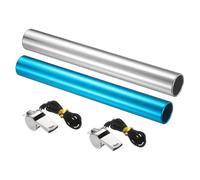 YELARXI Track Field Relay Baton, Aluminum Track Field Relay Baton for Running Race Team with Whistle 11.5" & 2 Pack & Blue & Silver-Fit for (Outdoor/Track Field/Sports/Running/Game)