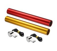 YELARXI Track Field Relay Baton, Aluminum Track Field Relay Baton for Running Race Team with Whistle 11.5" & 2 Pack & Gold & Red-Fit for (Outdoor/Track Field/Sports/Running/Game)