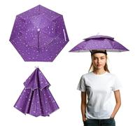 YELARXI Umbrella Hat, Fishing Hat Waterproof Adjustable Double-Layer Sun Rain Cap with Drawstring, 31" & Purple - Fitting For(Women/Men Fishing/Camping/Gardening/Beach/Sunshade)