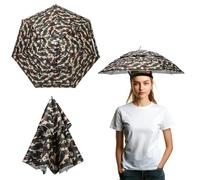 YELARXI Umbrella Hat, Fishing Hat Waterproof Adjustable Double-Layer Sun Rain Cap with Drawstring, 31" & Silver Camouflage - Fitting For(Women/Men Fishing/Camping/Gardening/Beach/Sunshade)