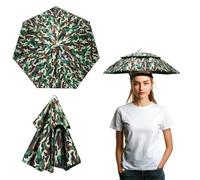 YELARXI Umbrella Hat, Fishing Hat Waterproof Adjustable Double-Layer Sun Rain Cap with Drawstring, 31" & Black Camouflage - Fitting For(Women/Men Fishing/Camping/Gardening/Beach/Sunshade)