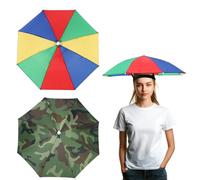 YELARXI Umbrella Hat, Fishing Hat Waterproof Adjustable Sun Rain Cap with Elastic Band, 21" & 2Pcs & Colorful, Camouflage - Fitting For(Women/Men Fishing/Camping/Gardening/Beach/Sunshade)
