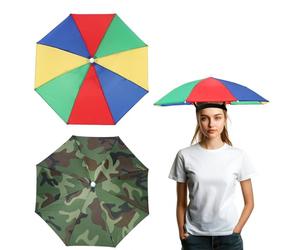 YELARXI Umbrella Hat, Fishing Hat Waterproof Adjustable Sun Rain Cap with Elastic Band, 21" & 2Pcs & Colorful, Camouflage - Fitting For(Women/Men Fishing/Camping/Gardening/Beach/Sunshade)
