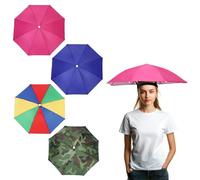 YELARXI Umbrella Hat, Fishing Hat Waterproof Adjustable Sun Rain Cap with Elastic Band, 21" & 4Pcs & Multicolor - Fitting For(Women/Men Fishing/Camping/Gardening/Beach/Sunshade)