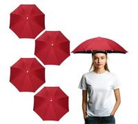 YELARXI Umbrella Hat, Fishing Hat Waterproof Adjustable Sun Rain Cap with Elastic Band, 27" & 4Pcs & Wine Red - Fitting For(Women/Men Fishing/Camping/Gardening/Beach/Sunshade)