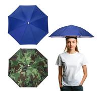 YELARXI Umbrella Hat, Fishing Hat Waterproof Adjustable Sun Rain Cap with Elastic Band, 65cm & 2Pcs & Camouflage, Dark Blue - Fitting For(Women/Men Fishing/Camping/Gardening/Beach)