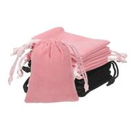 YELARXI Velvet Jewelry Bags with Drawstrings, Velvet Earring Gift Bags Wedding Favor Pouch 2 x 3 Inch Fit for Candy Christmas Party Graduation Birthday Easter - (10 Pack, Black/Pink)
