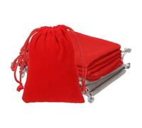 YELARXI Velvet Jewelry Bags with Drawstrings, Velvet Earring Gift Bags Wedding Favor Pouch 3 x 4 Inch Fit for Candy Christmas Party Graduation Birthday Easter - (10 Pack, Red/Silver)