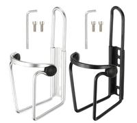 YELARXI Water Bottle Cage Bike Water Bottle Holder 2 Pack & Black/Silver | Lightweight Aluminum Alloy Bicycle Cup Cage with Beads & Screw Tool - Fitting for (Road/MTB Cycling/Touring Bike)