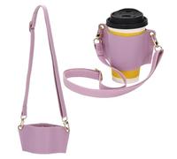 YELARXI Water Bottle Carrier with Adjustable Shoulder Strap, Leather Water Bottle Holder with Credit Card Holder for Stanley Tumbler 30 & 40 oz for Outdoors Travel Workout, Purple