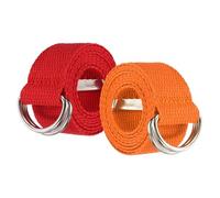 YELARXI Web Football Belt, Men Canvas Belt Web Flag Football D Ring, Adjustable Soccer Replacement Strap 51 Inch & 2 Pcs & Red/Orange -Fitting for (Men/Women/Outdoor/Sports/Practise)